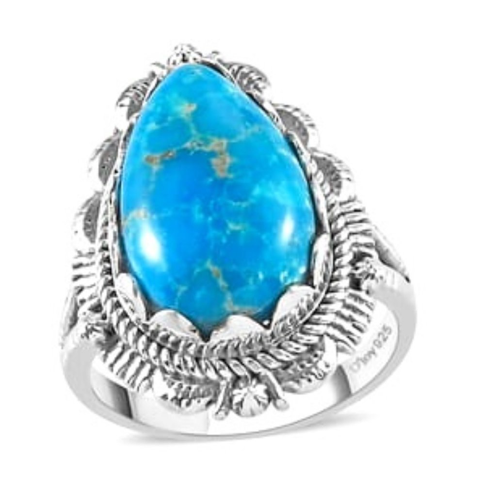 American Natural Blue Ridge Turquoise Ring in Sterling Silver Size 7 NWT